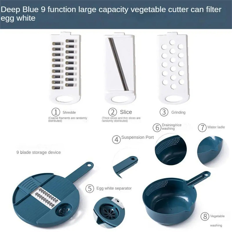 Multi-Blade Vegetable Chopper & Slicer Set with Container
