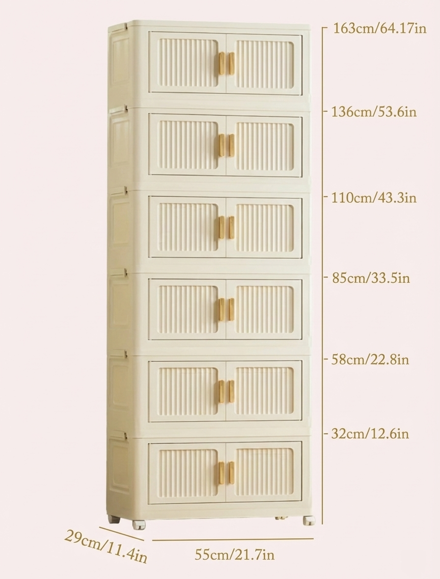 Foldable Rolling Storage Cabinet — Stackable Closet Organizer