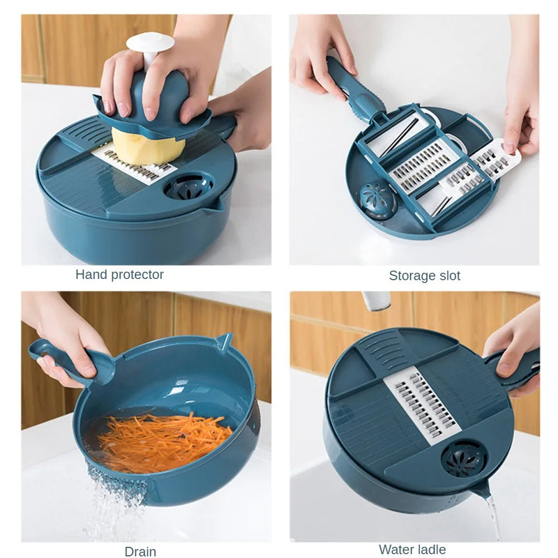 Multi-Blade Vegetable Chopper & Slicer Set with Container