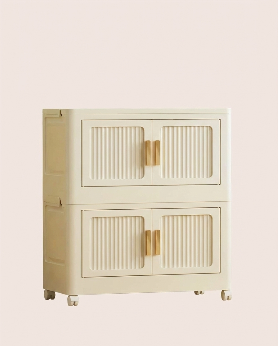 Foldable Rolling Storage Cabinet — Stackable Closet Organizer