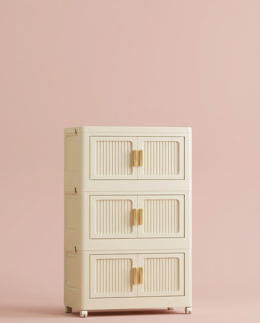 Foldable Rolling Storage Cabinet — Stackable Closet Organizer