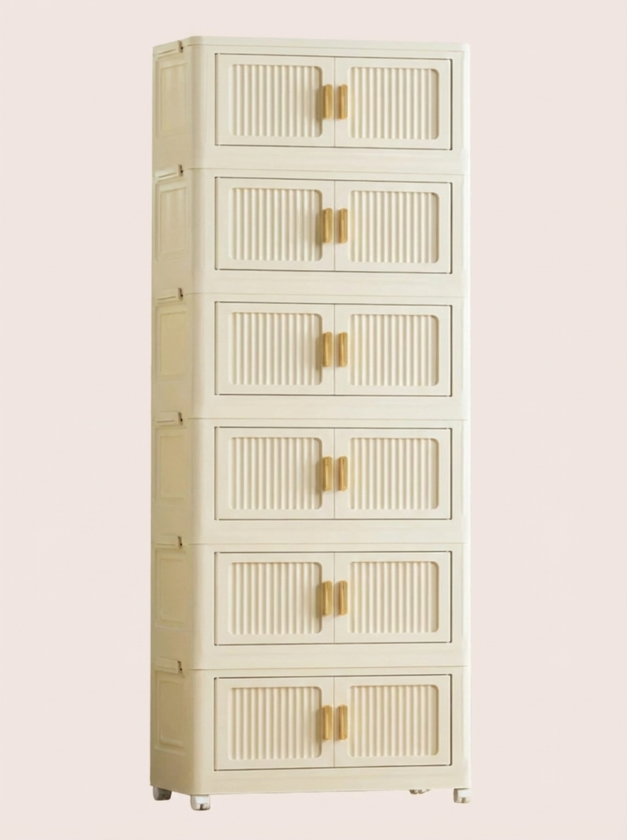 Foldable Rolling Storage Cabinet — Stackable Closet Organizer