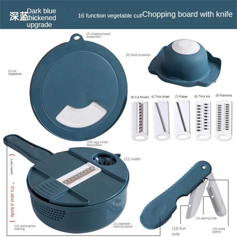 Multi-Blade Vegetable Chopper & Slicer Set with Container