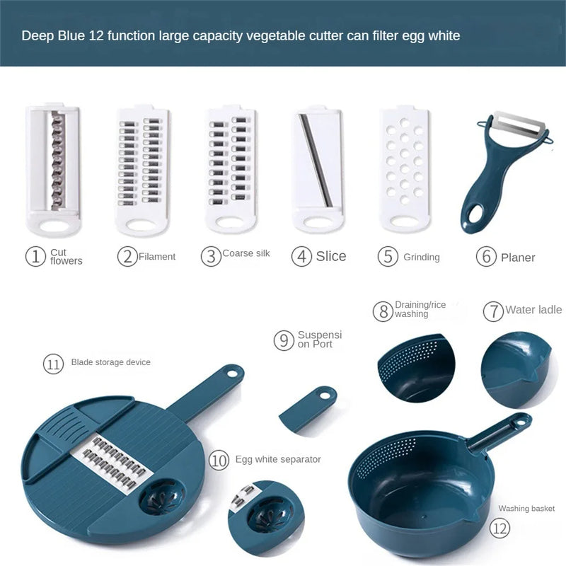 Multi-Blade Vegetable Chopper & Slicer Set with Container
