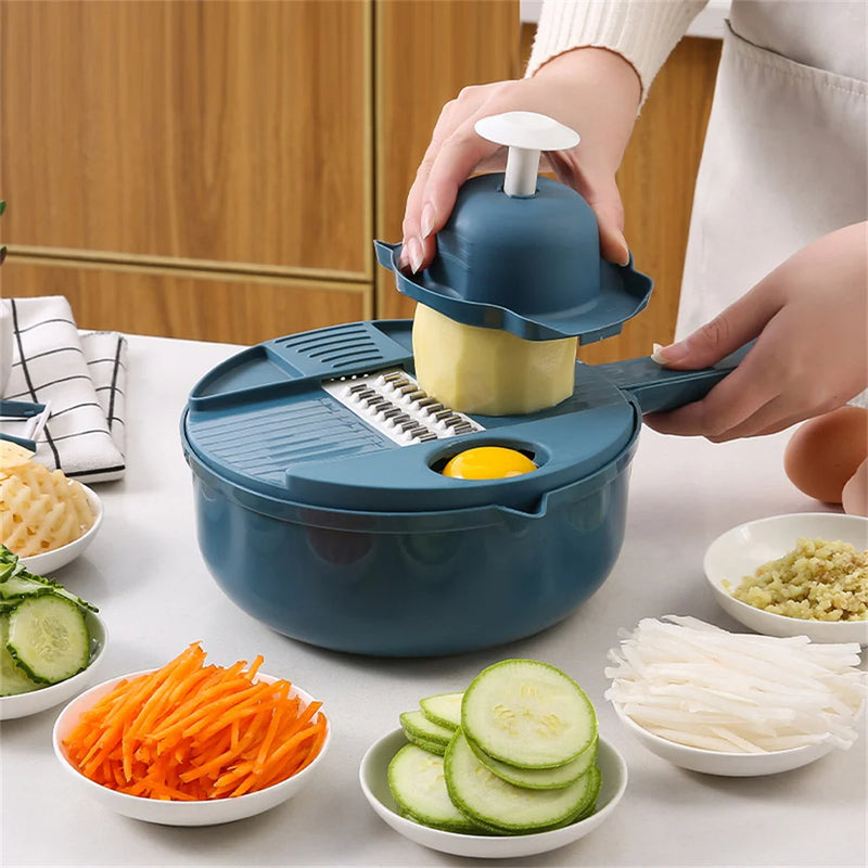 Multi-Blade Vegetable Chopper & Slicer Set with Container