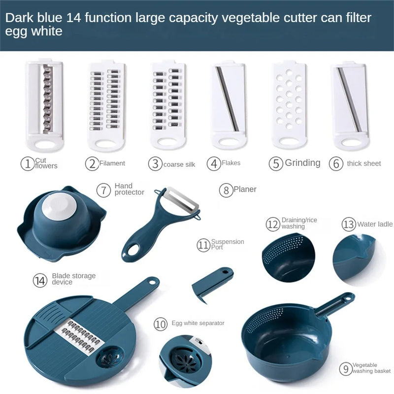 Multi-Blade Vegetable Chopper & Slicer Set with Container