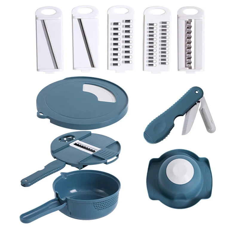 Multi-Blade Vegetable Chopper & Slicer Set with Container