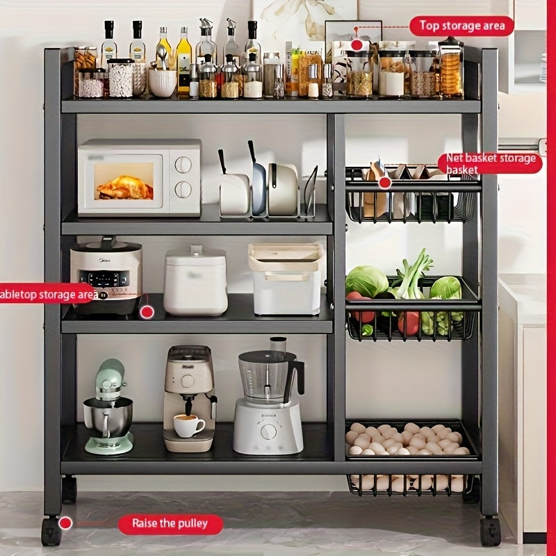 4-Tier Rolling Storage Cart — Kitchen, Bath & Garage Organizer