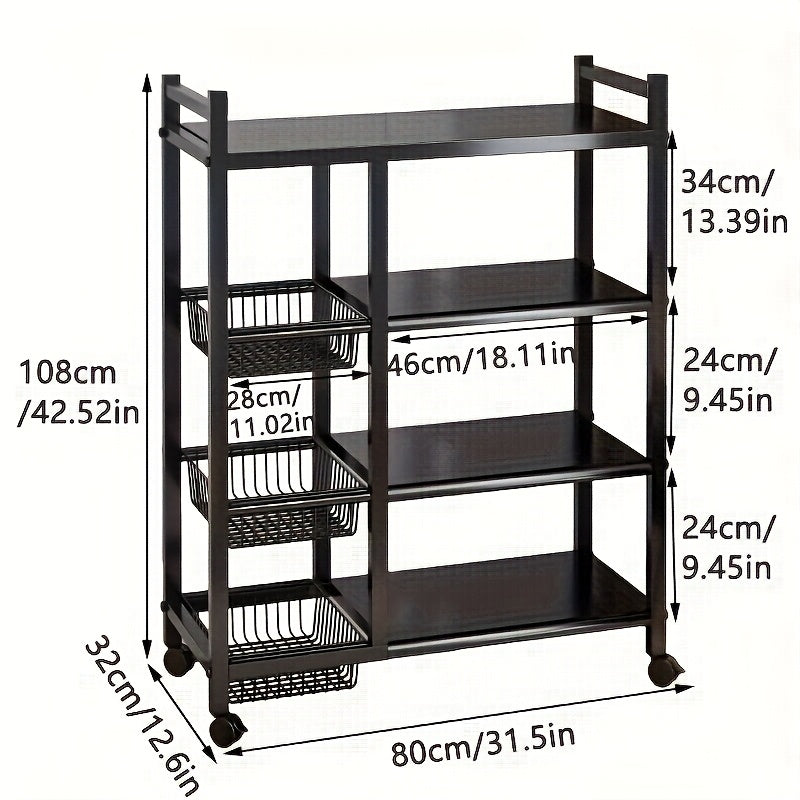 4-Tier Rolling Storage Cart — Kitchen, Bath & Garage Organizer