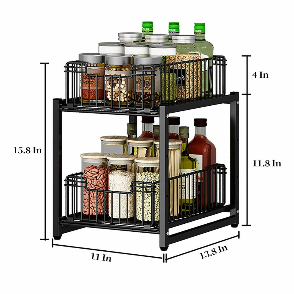 2-Tier Pull-Out Under-Sink Organizer — Reach Everything Easily
