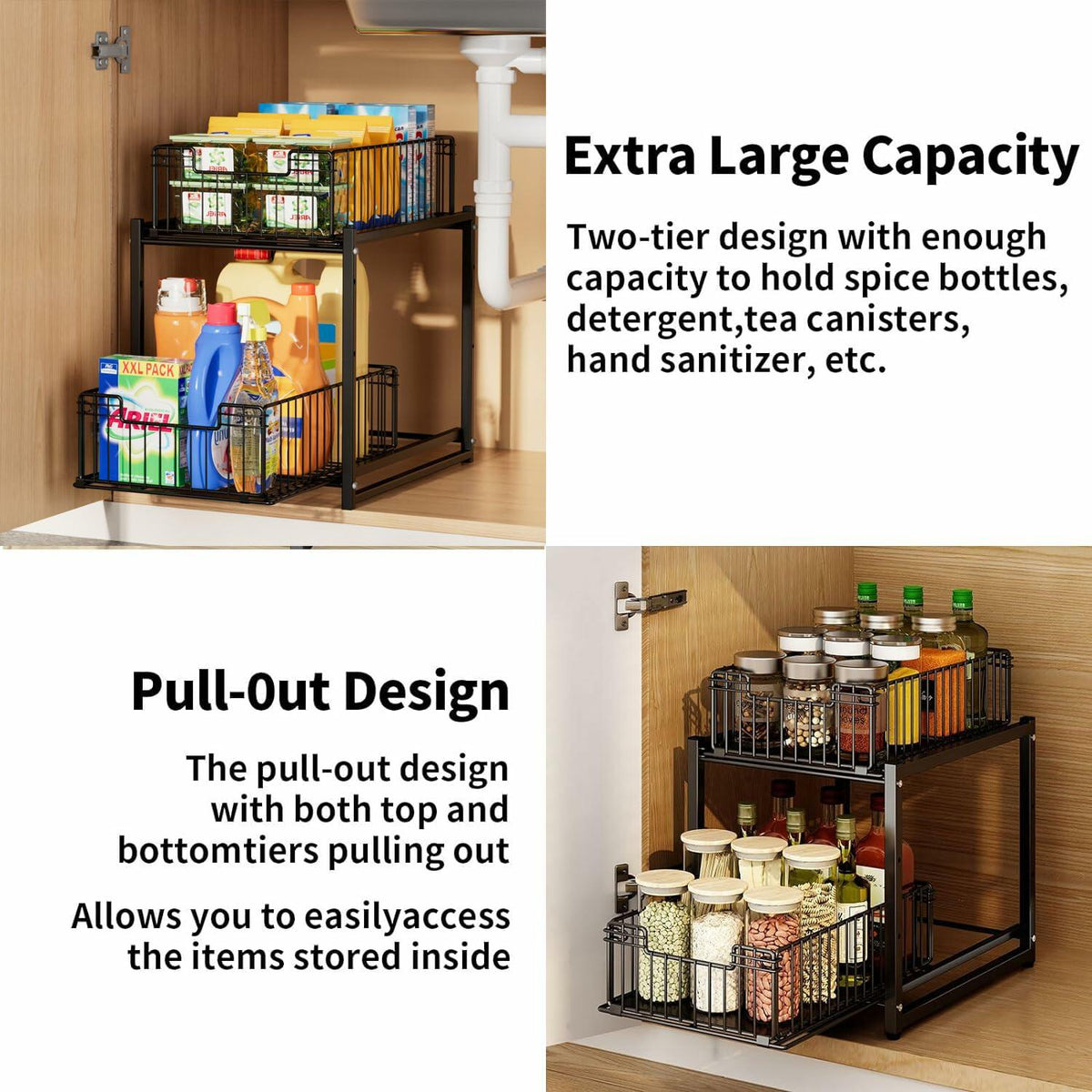 2-Tier Pull-Out Under-Sink Organizer — Reach Everything Easily