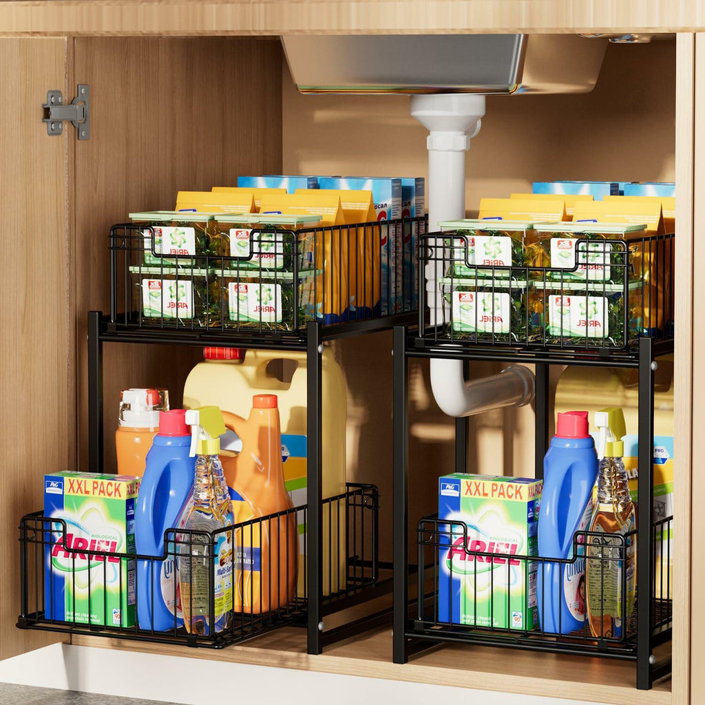 2-Tier Pull-Out Under-Sink Organizer — Reach Everything Easily