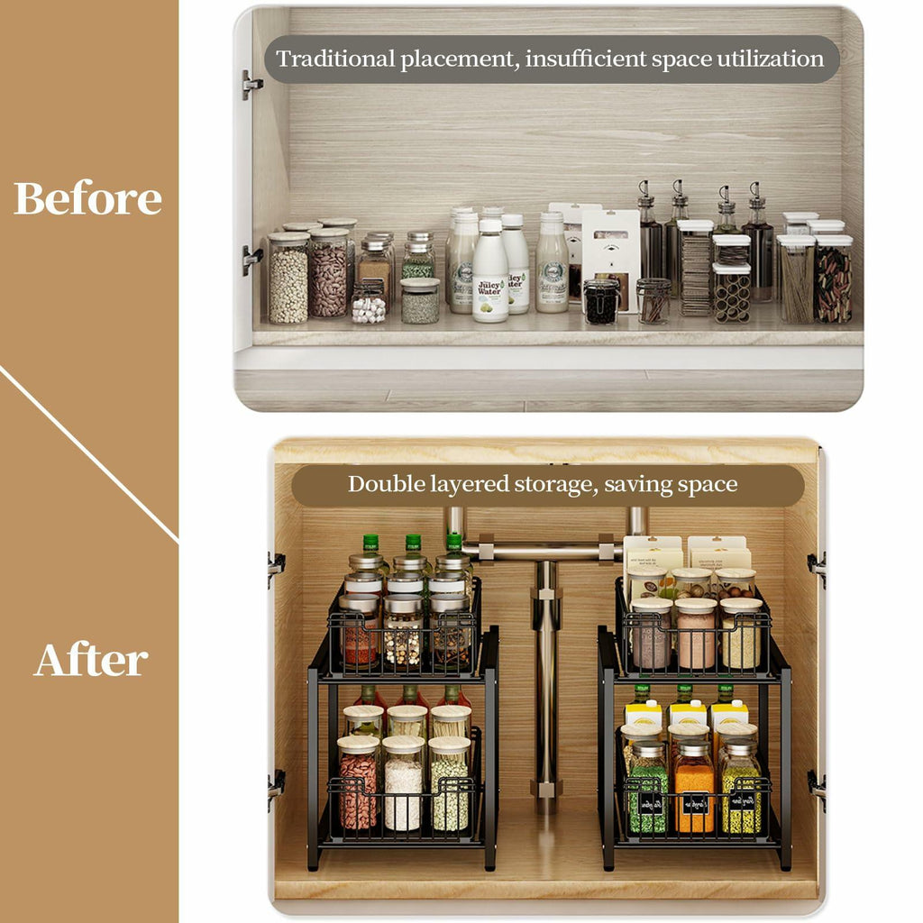 2-Tier Pull-Out Under-Sink Organizer — Reach Everything Easily