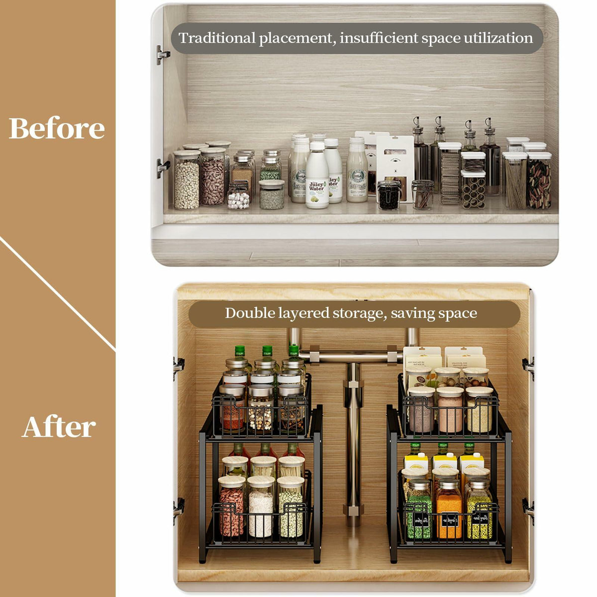 2-Tier Pull-Out Under-Sink Organizer — Reach Everything Easily