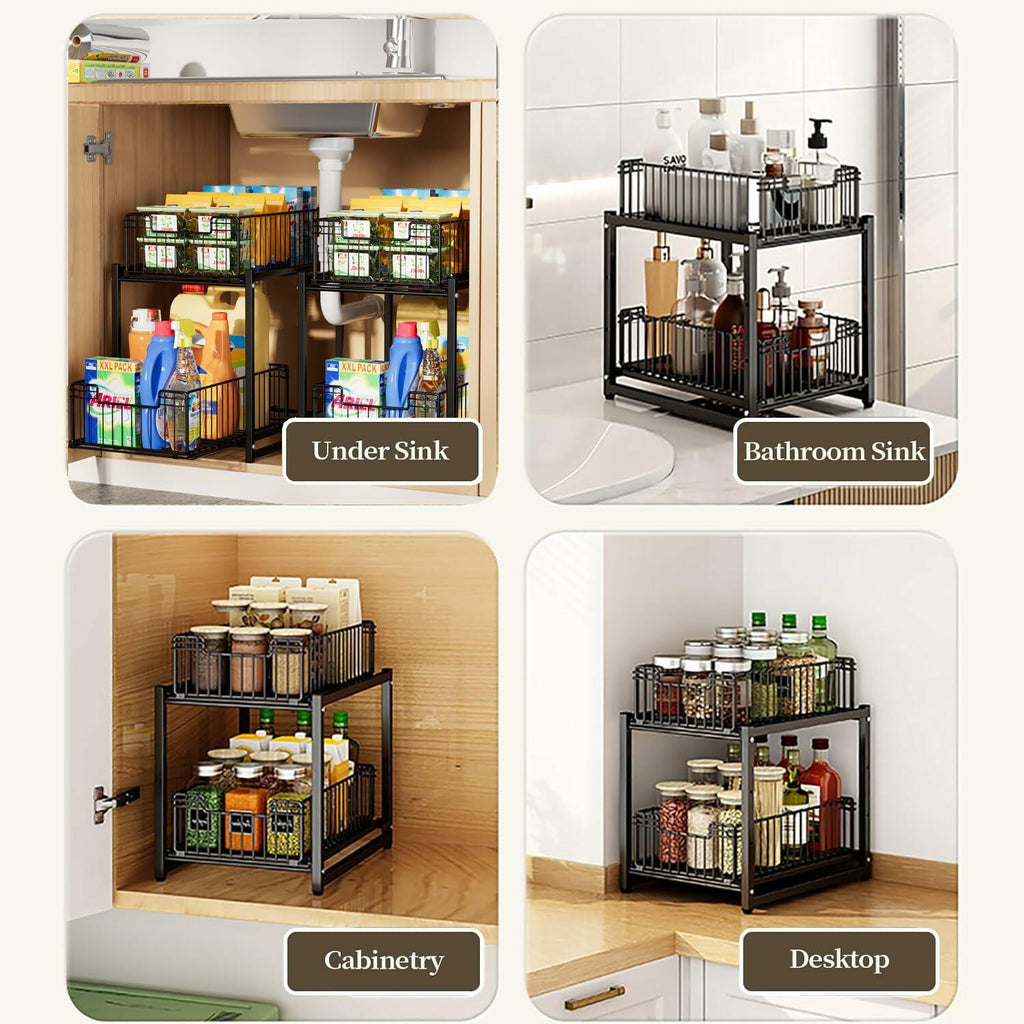 2-Tier Pull-Out Under-Sink Organizer — Reach Everything Easily