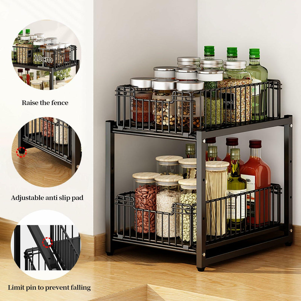 2-Tier Pull-Out Under-Sink Organizer — Reach Everything Easily