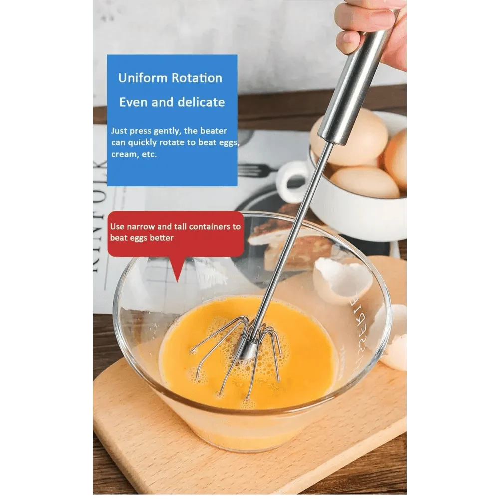 Self-Turning Egg Whisk — One-Hand Hand Mixer