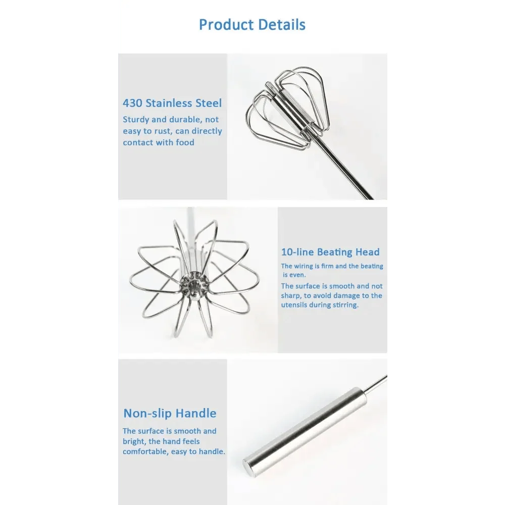 Self-Turning Egg Whisk — One-Hand Hand Mixer