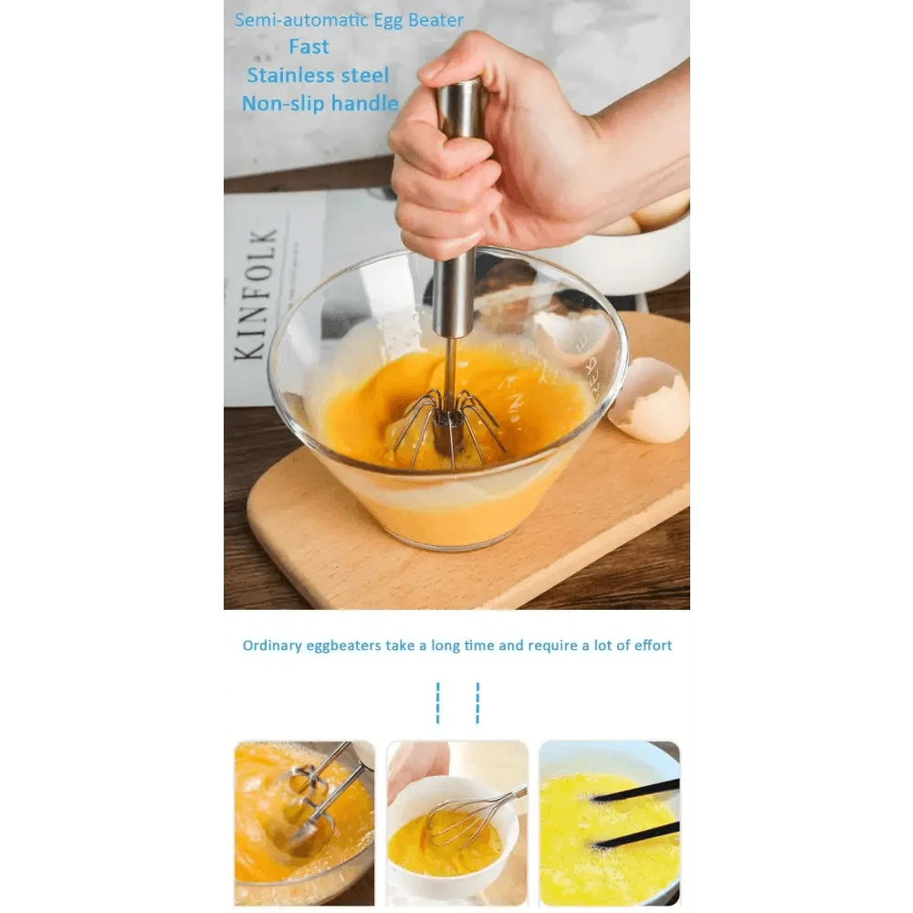 Self-Turning Egg Whisk — One-Hand Hand Mixer